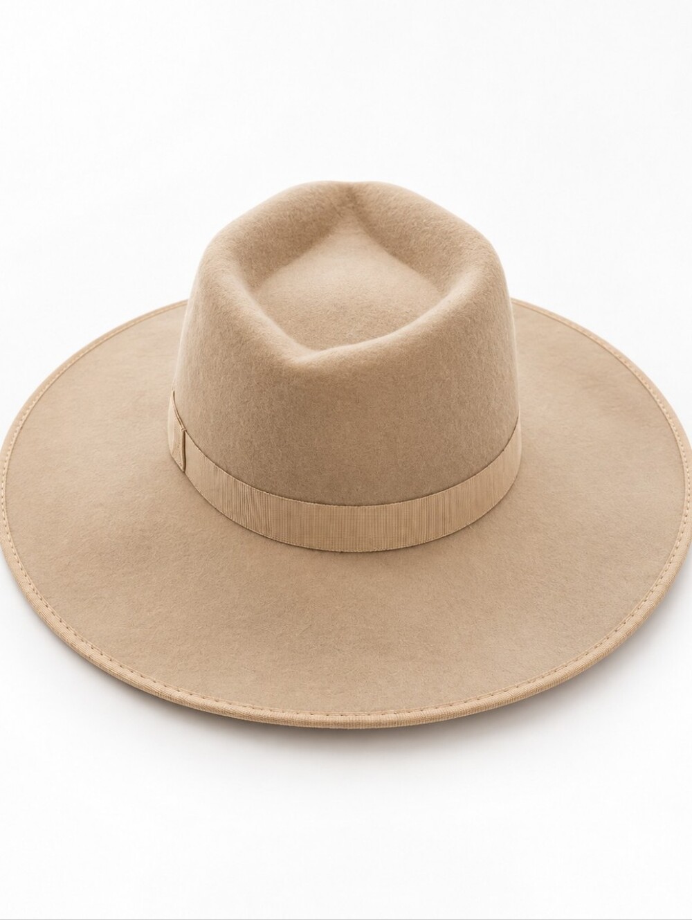 Olive & Pique | 100% Wool Wide Brim Fedora Hat |  Beige Tan | 22" - Picture 4 of 11